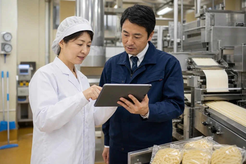 製麺工場の設備と品質記録を確認するデューデリジェンス